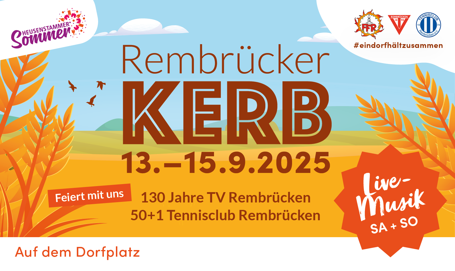 Banner zur Kerb: Eröffnung am Samstag, 13.9.2025
